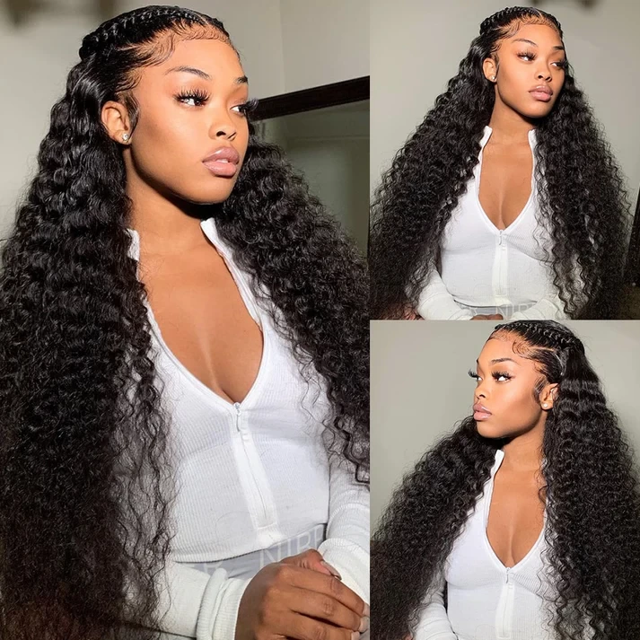 Peruvian Deep Wave Unprocessed Virgin Human Hair, Grade 12A, Color 1B Natural, 3 bundles/package