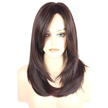 Women Hair Wig Brown 24 Inches Long Straight Wig | Washable Full Head Hair Wig for Birthday, Party, Wedding, Halloween and Cosplay