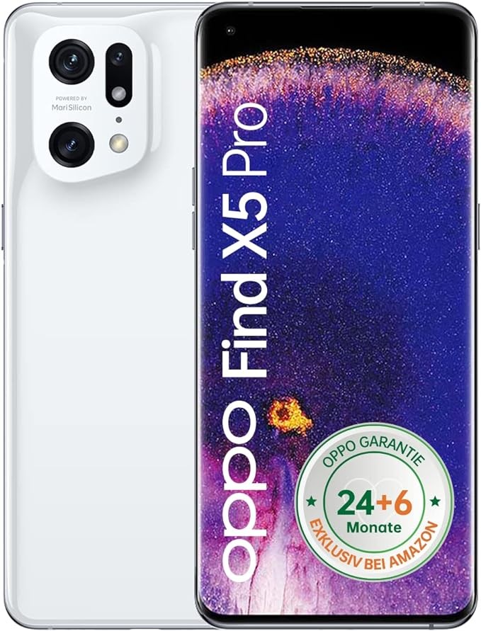 Used OPPO Find X5 Pro Smartphone, 50 MP Triple Camera, 5000 mAh Battery, 80 W Fast Charging, 6.7 Inch 120 Hz AMOLED Display, Snapdragon 8 Gen 1, 12 GB RAM, 256 GB. Exclusive to Amazon on, White