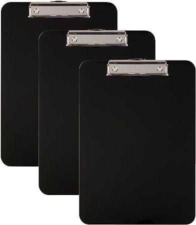 Office Depot® Brand Acrylic Clipboard, 9" x 12-1/2", Black, Pack of 3