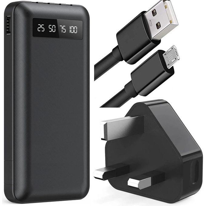 Portable Power Bank And Charger with Fast USB Cables, 10000mAh -Black