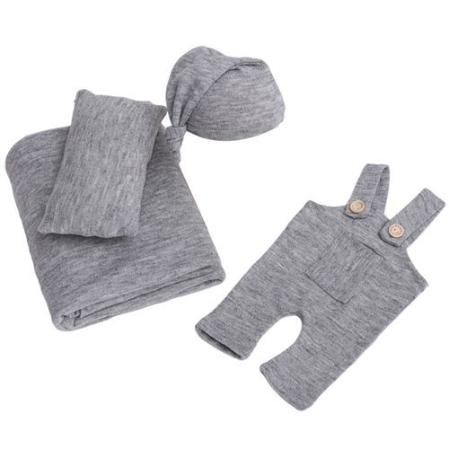 4Pcs Newborn Photography Props Picture Pants Hat Set Photo Studio Gray