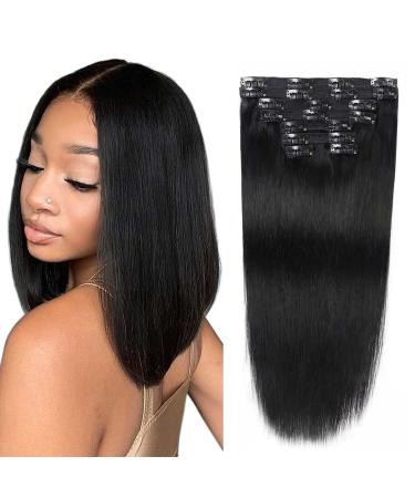 Straight Human Hair Clip in Hair Extensions