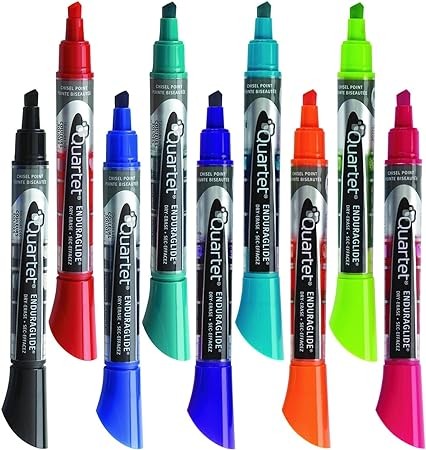 Quartet Dry Erase Markers, Whiteboard Markers, Chisel Tip, Bold Color, EnduraGlide, White Board Dry Erase Pens, Assorted Colors, 12 Pack (5001-20MA)