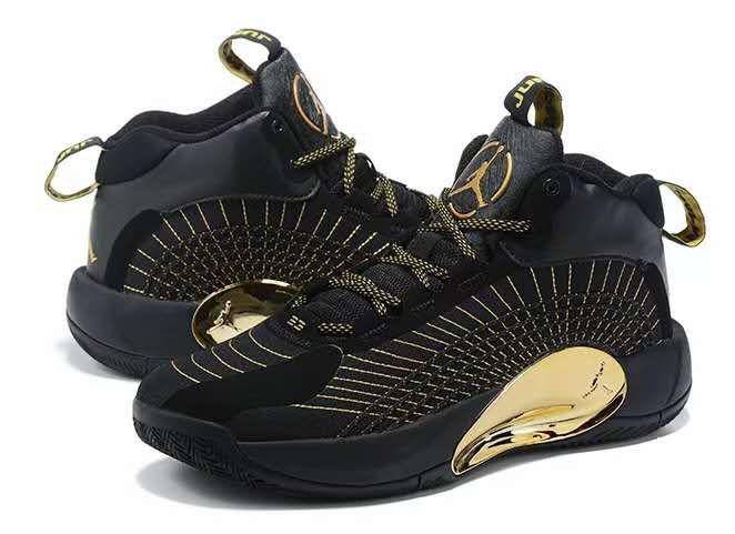 half golden black Jordan shoes