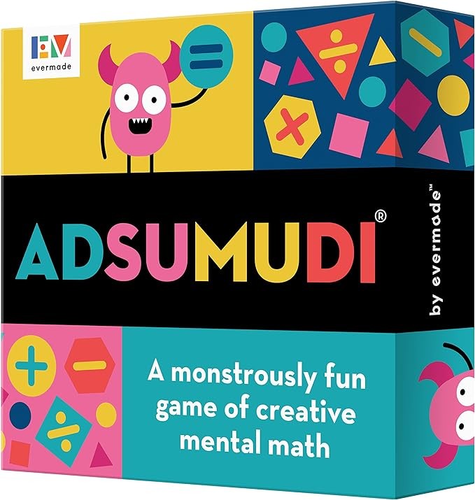 Adsumudi Math Game - The Monstrously Fun, Smart Game for Kids to Practice Multiplication, Division, Addition and Subtraction - Great for Kids Ages 8-12