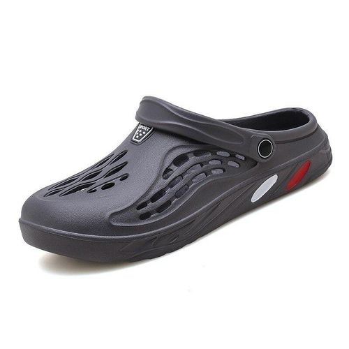 Male Crocs Outside Slides Pool Beach Sandals Casual Hollow Flip-flop Cushion Insole Gray