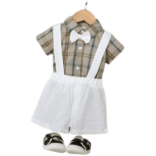 Mini Gentleman Baby Boys Retro Plaid Short Sleeves Bodysuit With Romper - Red