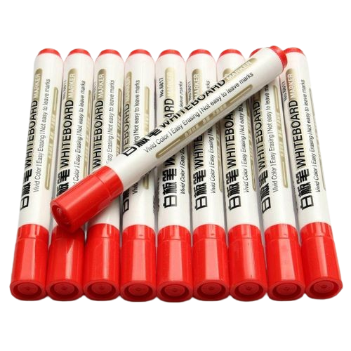 10Pcs/pack Whiteboard Marker Red Black Blue Ink Pen Erasable Maker Pen for White Board Stationery Office School Supplies Gift Red (red)