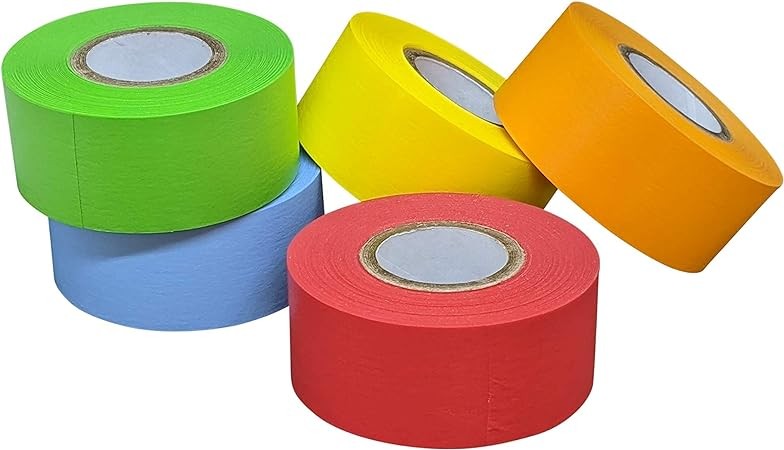 Lab Labeling Tape Variety Pack, 500 Inches Long x 1 Inch Width, 1 Inch Diameter Core [5 Rolls of Assorted Colors] for Color Coding and Marking