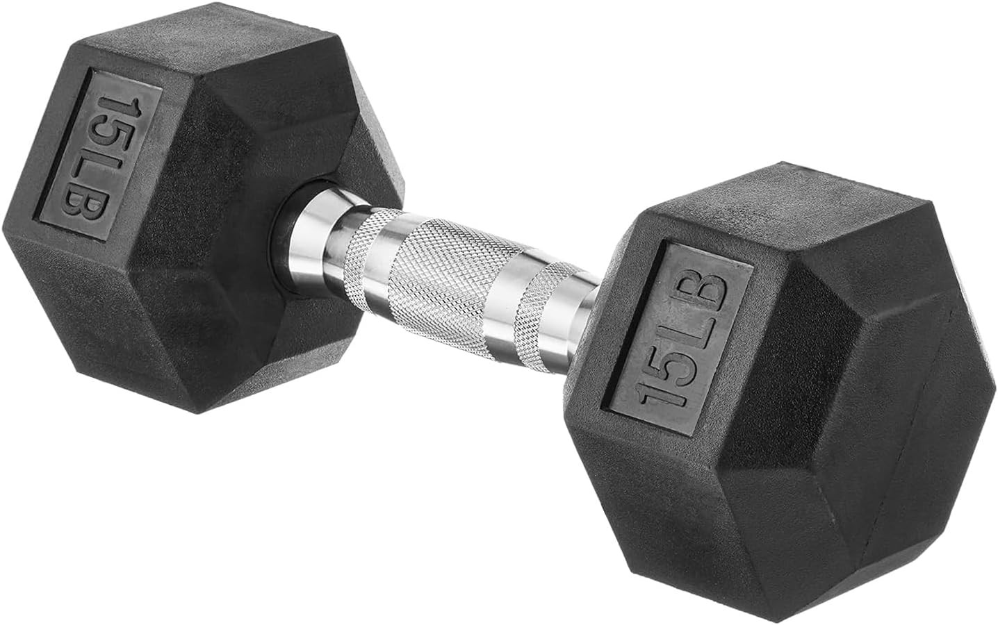 Basics Rubber Encased Exercise & Fitness Hex Dumbbell, Single, Hand Weight For Strength Training