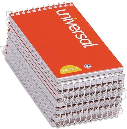 Universal UNV20435 3 in. x 5 in. Wirebound Narrow Rule Memo Pad with Coil-Lock Wire Binding - Orange Cover (12/Pack)