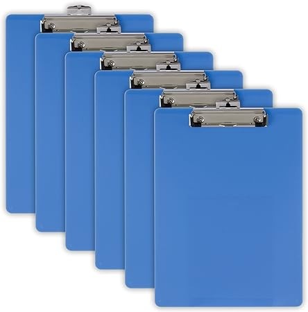 Officemate Plastic Clipboard, Letter Size, Arctic Blue, Pack of 6 (83088)