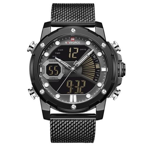 Naviforce Stainless Steel Waterproof Mens Watch - Black