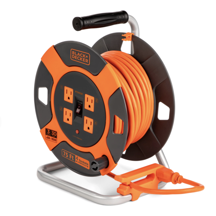 Extension Cord Reel with 14AWG and 4 Outlets