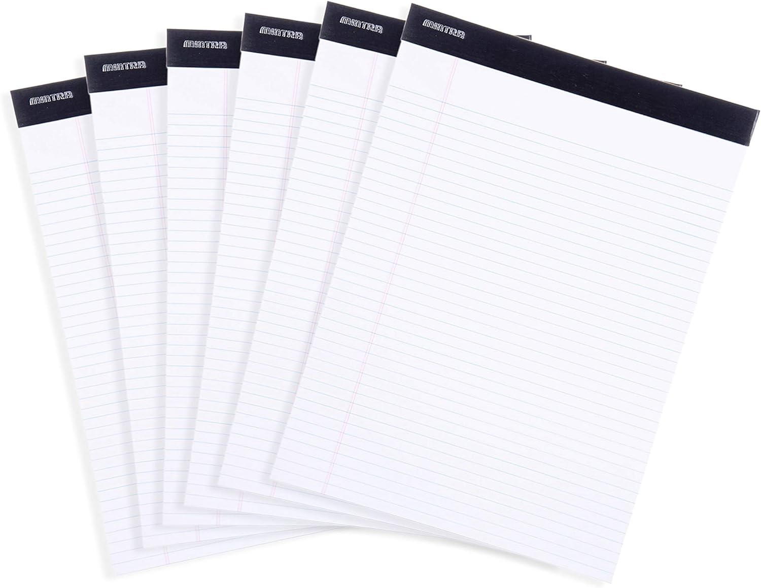 Mintra Office Legal Pads - ((BASIC WHITE 6pk, 8.5in x 11in, NARROW RULED)) - 50 Sheets per Notepad, Micro perforated Writing Pad, Notebook Paper for School, College, Office, Business