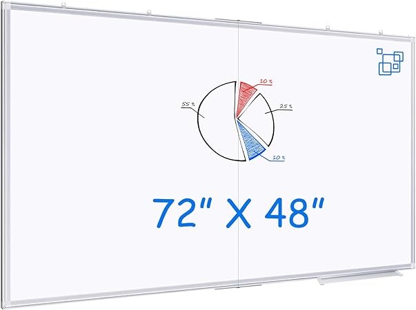 Large Whiteboard for Wall, maxtek 72 x 48 inches Magnetic Dry Erase Board, 6' x 4' Wall-Mounted White Board Message Memo Marker Board Foldable with Marker Tray for Office Home and School