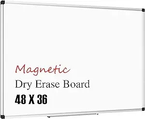 XBoard Magnetic Whiteboard 48 x 36, White Board 4 x 3, Dry Erase Board with Detachable Marker Tray