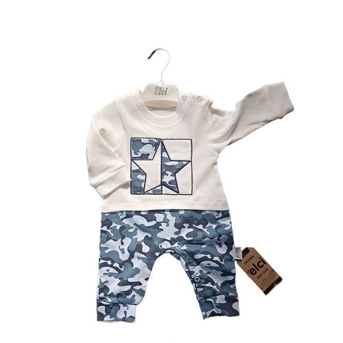 Newborn Baby Boys Rompers - Cream& Navy Blue