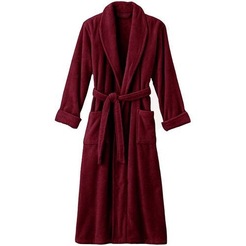 Cotton No Hood Bathrobe - Maroon