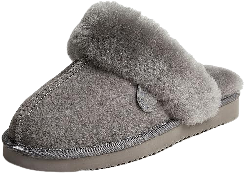 Dearfoams Women's Fireside Sydney Shearling Fur Indoor/Outdoor Scuff Slipper with Wide Widths