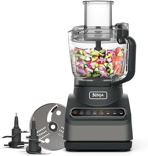 Ninja Food Processor with 4 Automatic Programs; Chop, Puree, Slice, Mix, and 3 Manual Speeds, 2.1L Bowl, Chopping, Slicing & Dough Blades, 850W, Dishwasher Safe Parts, Black BN650UK