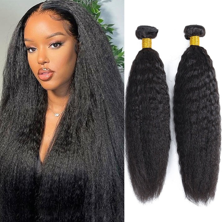 Yaki Straight Human Hair Bundle, Indian Human Hair Extension, Grade 15A, Color 1B, 3 bundles/package