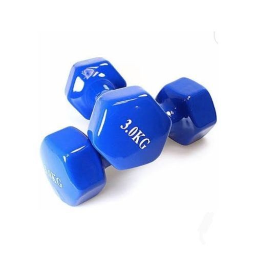 A Pair Of 3kg Vinyl Dumbbells Gym Weight Lifter - Blue