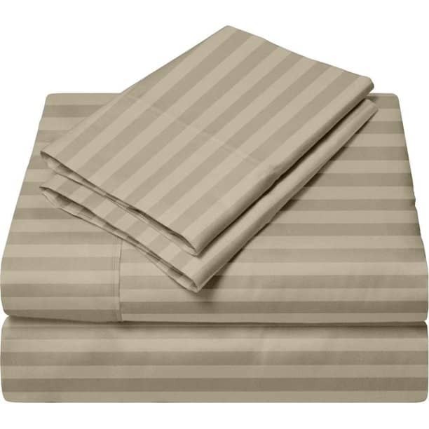 6*6 Strips Double Cotton-Satin Bed sheets.