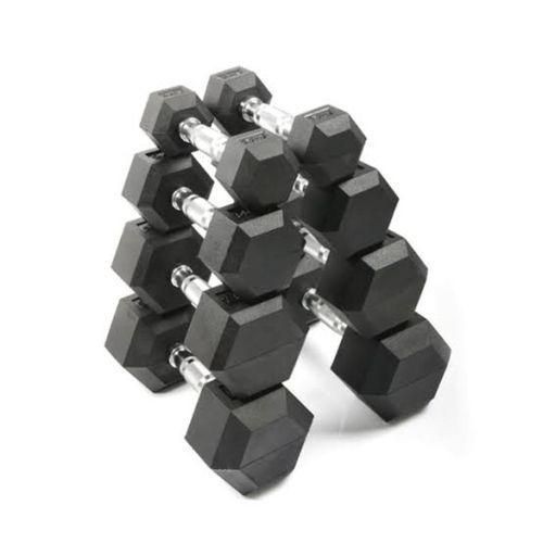 Pair Of Rubber Coated Dumbbells 7.5kg each- Black