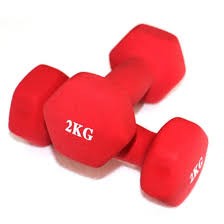 A Pair Of 2kg Vinyl Dumbbells - Red