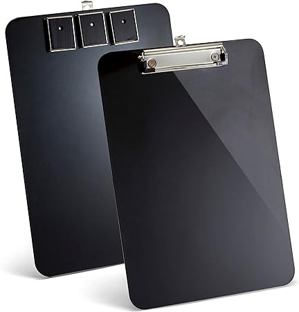 Officemate Magnetic Clipboard with Low Profile Clip, Black, Recycled Plastic (83215)