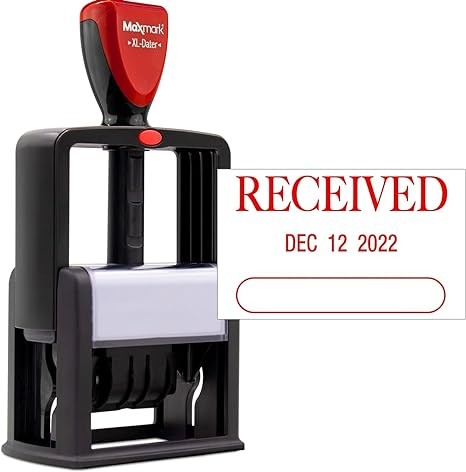 ZIGEL Heavy Duty Style Self Inking Date Stamp with Received - Style A - Red Ink