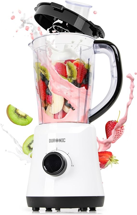 Duronic Jug Blender BL015 with 1.5L Plastic Jug, 2 Speeds, 1 Pulse Setting, Removable Blades and 500W Motor- Perfect for Smoothies, Baby food and Soups