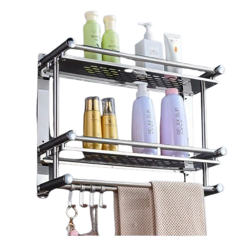 Punch- Free Towel Shelves Rack Shower Holder Bathroom Storage Shelf