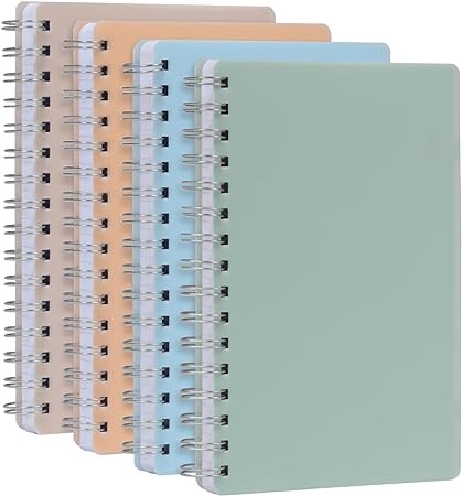 Oxford Poly Spiral Notebooks, Small 5.7 x 8.5 Book, Thick Poly Cover, White Paper, College Rule, 80 Sheets/160 Pages, Neutral Colors, 4 Pack (69721)