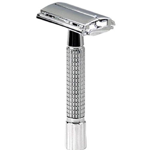 Safety Stainless Steel Clic Handle For Men Barber Straight Holder Men's Shaving Face -sliver