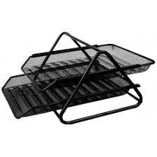 Office 2 Tier Document Tray File Desk Organizer- Mesh Metal